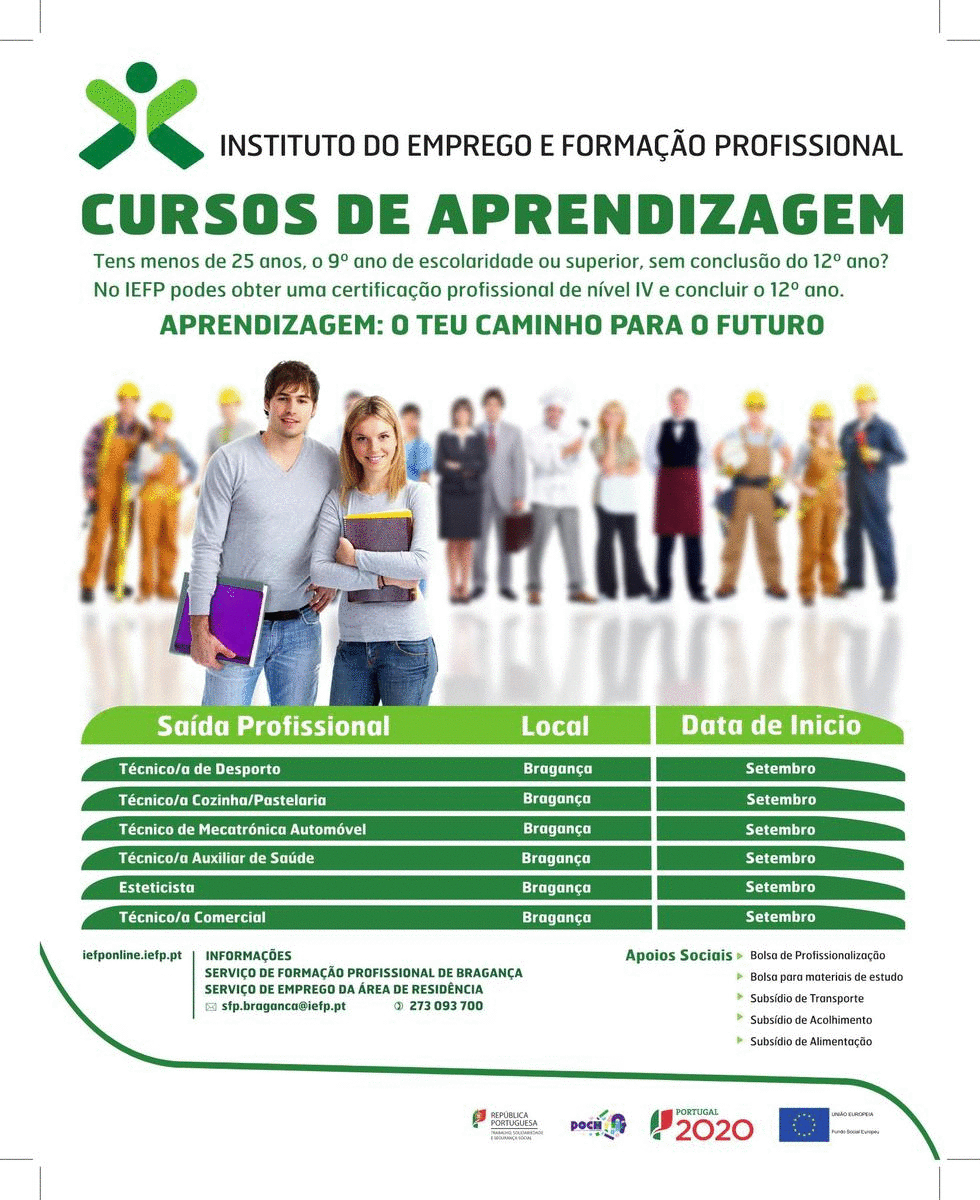 Cursos de aprendizagem e cursos de especialização tecnológica - IEFP Bragança